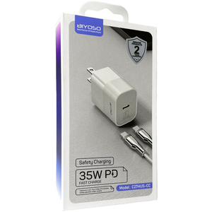 Сетевая Type-C зарядка Biyoso C27HUS-CC + кабель Type-C (US) (35W) (white)
