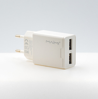 Сетевая USB зарядка MaiMi T28 на 2 выхода + кабель Lighting (5V-2.4A) (white)