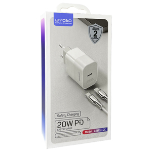 Сетевая Type-C зарядка Biyoso C26EU-CC + кабель Type-C (20W) (white)