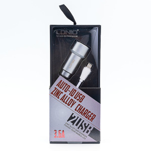 Автомобильная USB зарядка LDNIO (C302I5)  на 2 входа (3.6 А) + кабель Lightning (white)